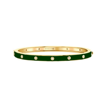 MICHAEL M Bracelet 14k Yellow Gold / Green / Small Chroma Extruded Bezel Bangle BR485