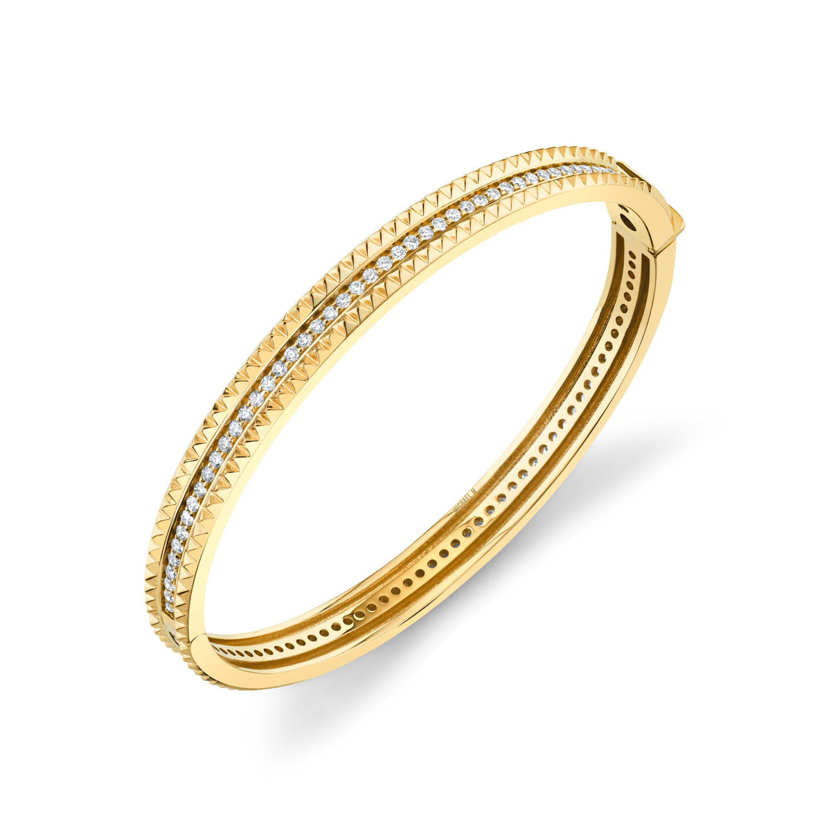 MICHAEL M Bracelets 14K Yellow Gold / Medium Tetra Pavé Bangle BR395