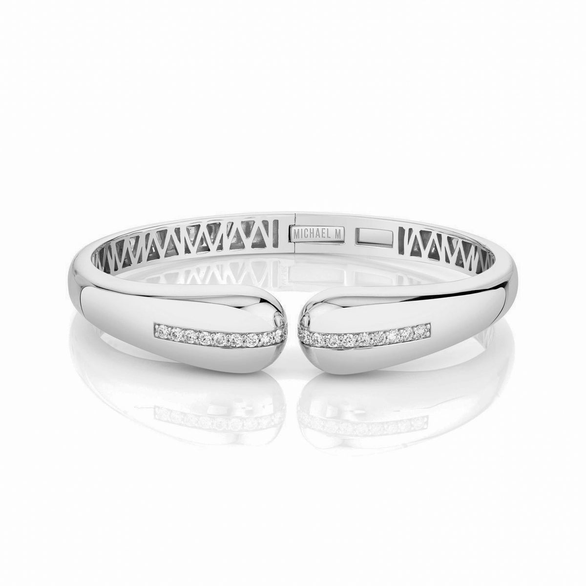 MICHAEL M Bracelets 18K White Gold / Small Orb Split Open Cuff BR521S