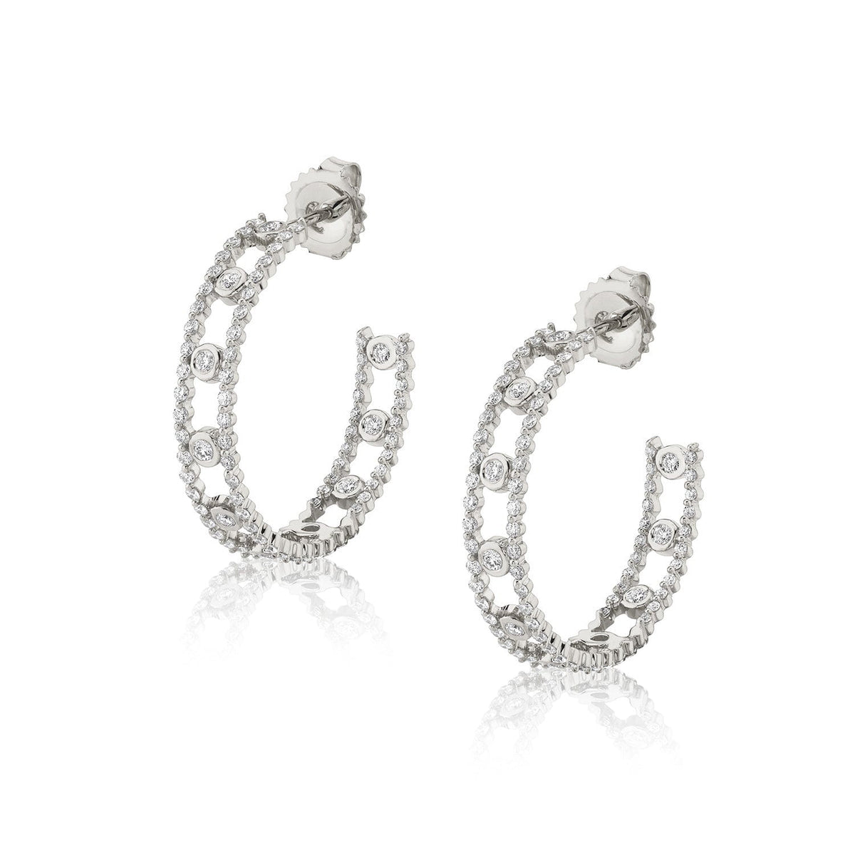 MICHAEL M Earrings 14K White Gold Cloud Stacked Hoops ER387WG