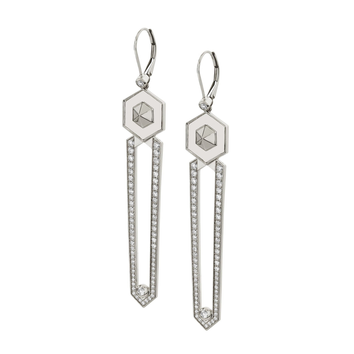 MICHAEL M Earrings 14K White Gold Hex Dagger Earrings ER515
