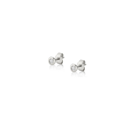 MICHAEL M Earrings 14K White Gold Round Bezel Stud Earrings ER417WG