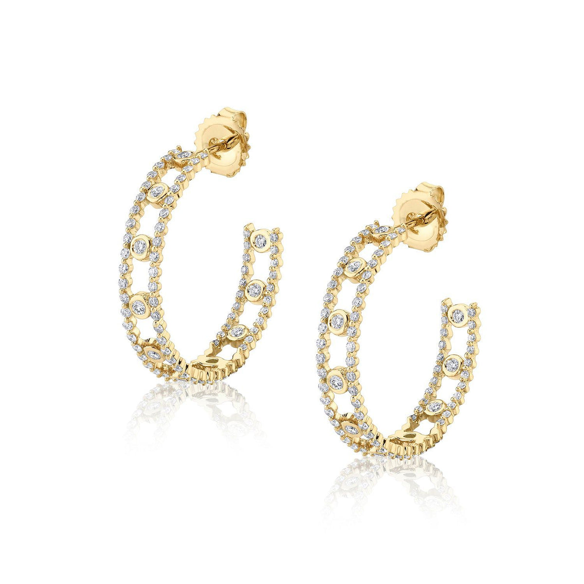 MICHAEL M Earrings 14K Yellow Gold Cloud Stacked Hoops ER387YG