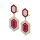MICHAEL M Earrings 14k Yellow Gold / Magenta Chroma Pavé Hexagon Cocktail Earrings ER490