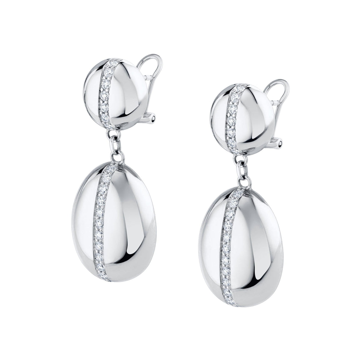 MICHAEL M Earrings 18K White Gold Orb Double Drop Earrings ER623