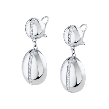 MICHAEL M Earrings 18K White Gold Orb Double Drop Earrings ER623