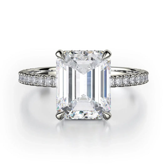 MICHAEL M Engagement Rings 18K White Gold CROWN R715-2 Emerald Solitaire R715-2EMWG