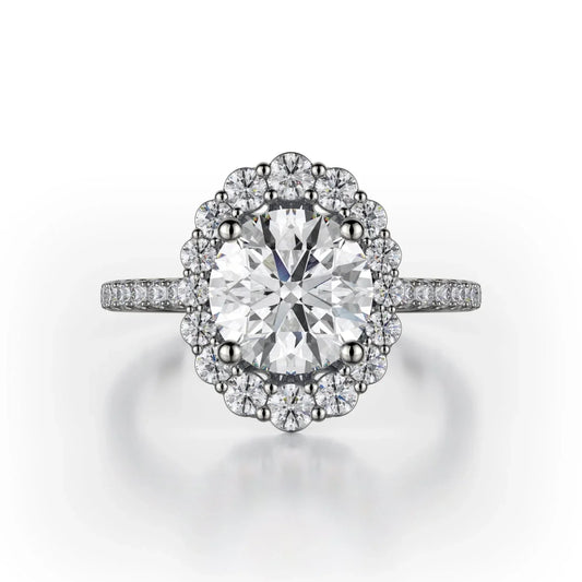 MICHAEL M Engagement Rings 18K White Gold DEFINED R739 Brilliant Round with a Graduated Halo R739-1.5WG