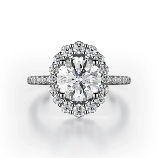 MICHAEL M Engagement Rings 18K White Gold DEFINED R739 Brilliant Round with a Graduated Halo R739-1.5WG