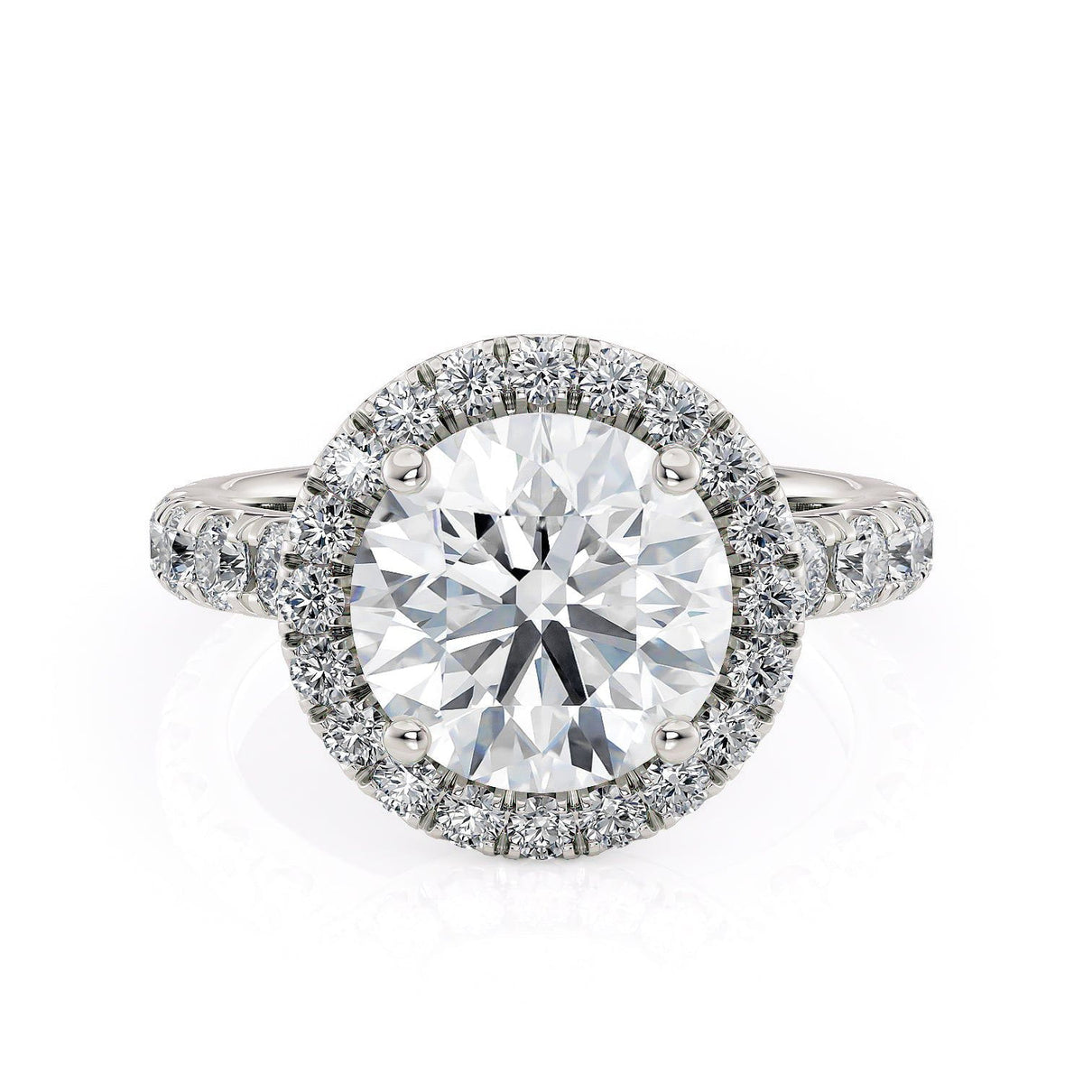 MICHAEL M Engagement Rings 18K White Gold Europa R320L-3 Round R320L-3WG