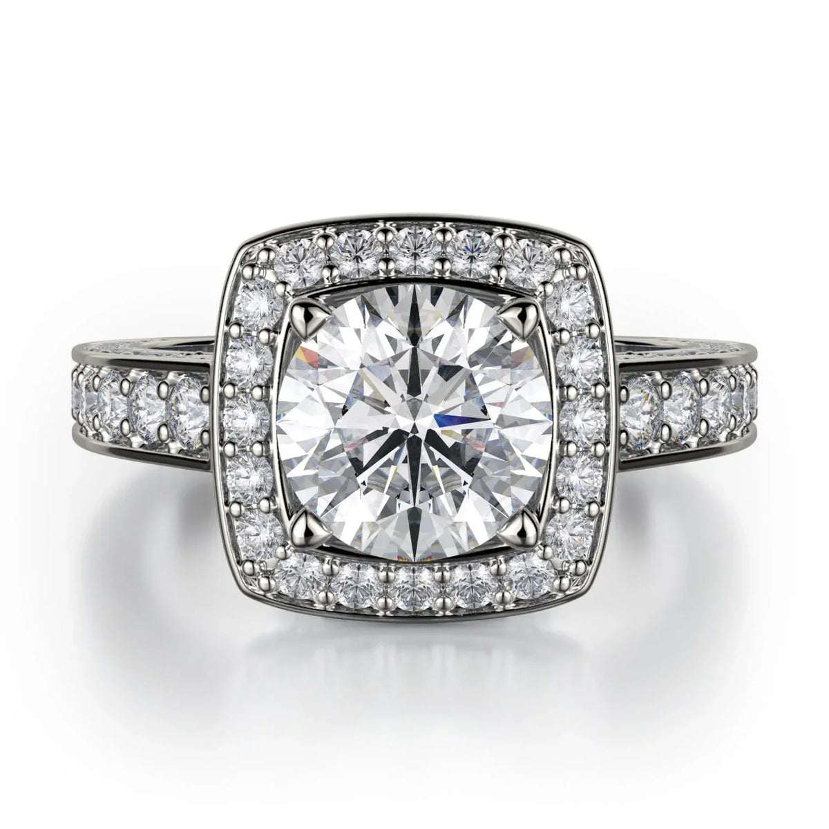 MICHAEL M Engagement Rings 18K White Gold Princess R261-2 R261-2WG