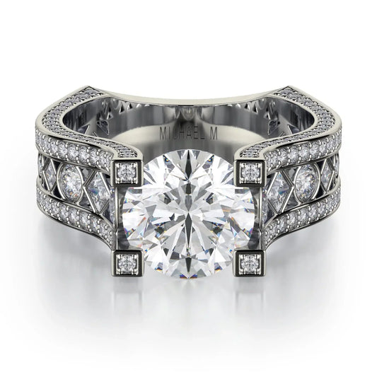 MICHAEL M Engagement Rings 18K White Gold Strada R421-2 R421-2WG