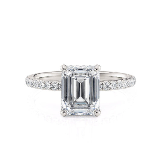 Michael M Hidden Halo Emerald Engagement Ring