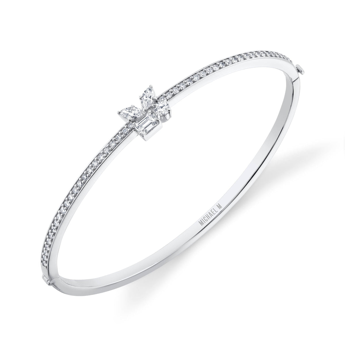 MICHAEL M Fashion Bracelets 18K White Gold / Small Montage Single Cluster Bangle