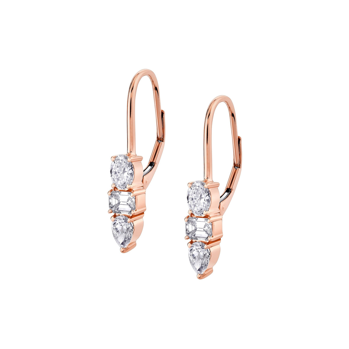 MICHAEL M Fashion Earrings 18K Rose Gold Montage 3 Drop Earrings ER614