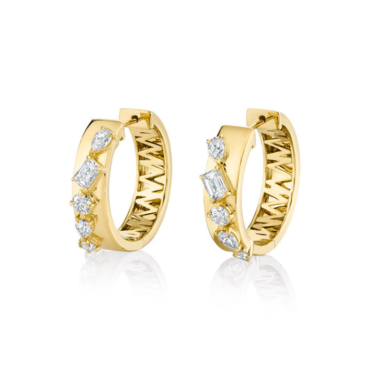 MICHAEL M Fashion Earrings 18K Yellow Gold Montage Diamond Cross Hoops ER618
