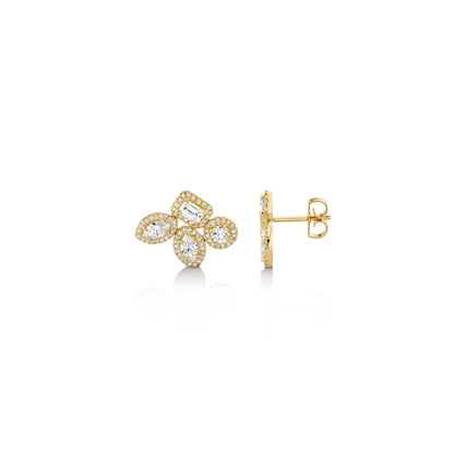 Montage Cluster Stud Halo Earrings
