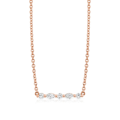 MICHAEL M Fashion Necklaces 18K Rose Gold Montage Marquise and Round Cut Diamond Bar Necklace P556