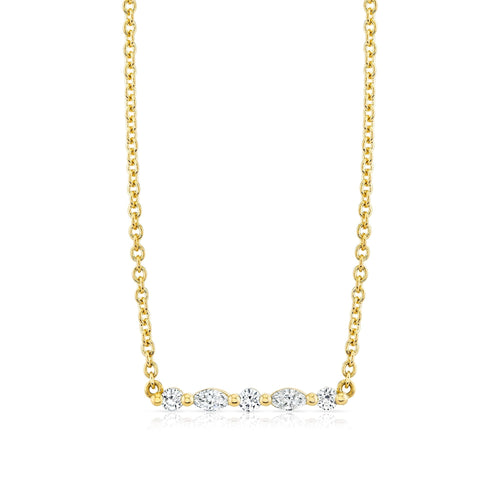 MICHAEL M Fashion Necklaces 18K Yellow Gold Montage Marquise and Round Cut Diamond Bar Necklace P556