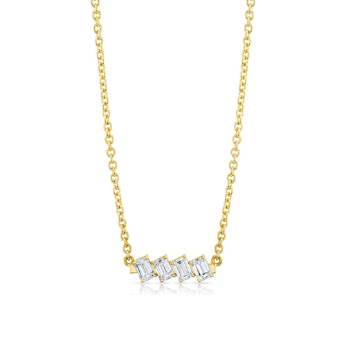 Montage Emerald Cut Diamond Bar Necklace