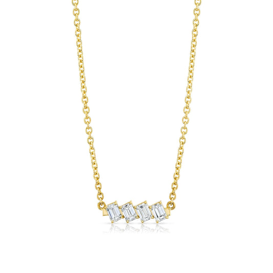 Montage Emerald Cut Diamond Bar Necklace