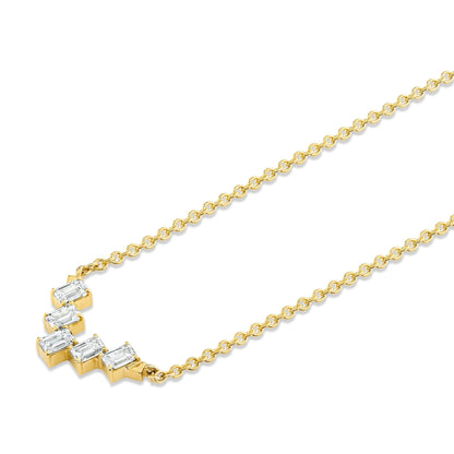 Montage Emerald Cut Diamond Chevron Necklace
