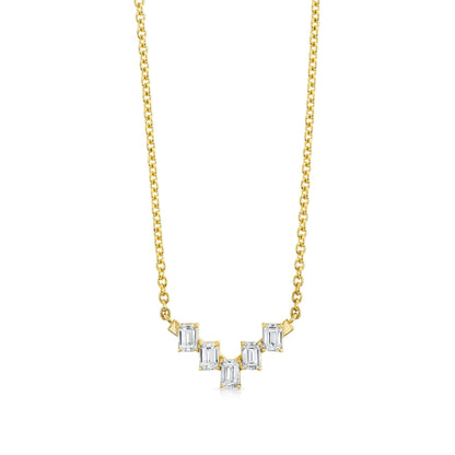 Montage Emerald Cut Diamond Chevron Necklace