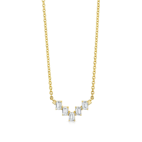 Montage Emerald Cut Diamond Chevron Necklace