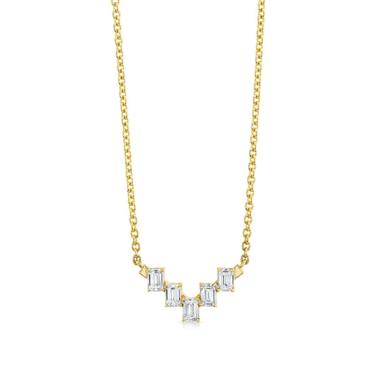 Montage Emerald Cut Diamond Chevron Necklace