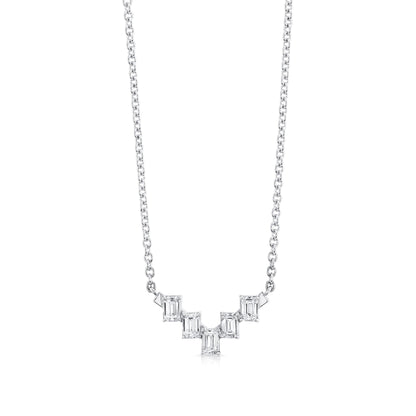 Montage Emerald Cut Diamond Chevron Necklace