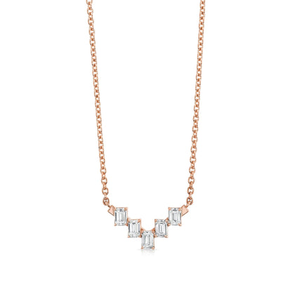 Montage Emerald Cut Diamond Chevron Necklace