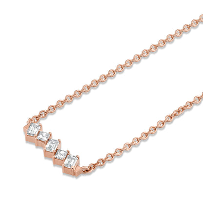 Montage Emerald & Princess Diamond Bar Necklace