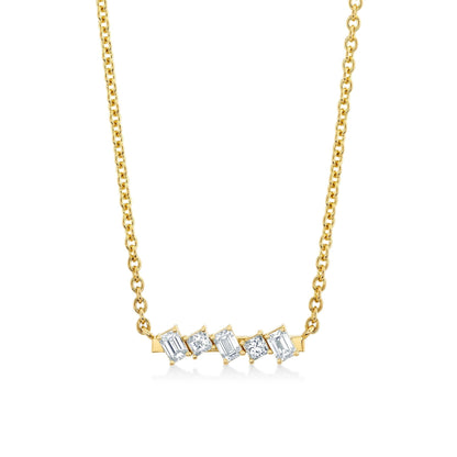 Montage Emerald & Princess Diamond Bar Necklace