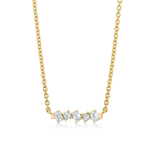 Montage Emerald & Princess Diamond Bar Necklace
