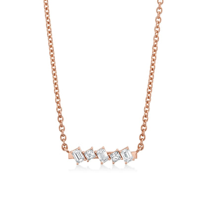 Montage Emerald & Princess Diamond Bar Necklace
