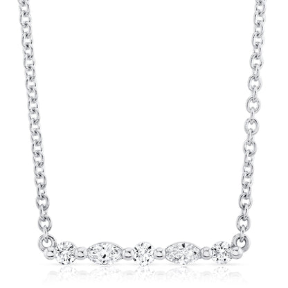 Montage Marquise and Round Cut Diamond Bar Necklace
