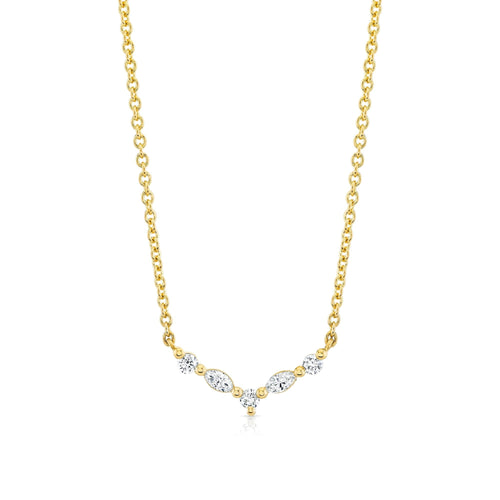 Montage Marquise and Round Cut Diamond Chevron Necklace
