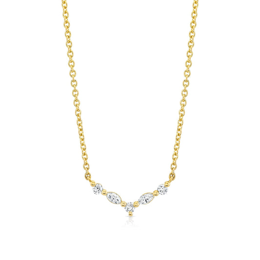 Montage Marquise and Round Cut Diamond Chevron Necklace