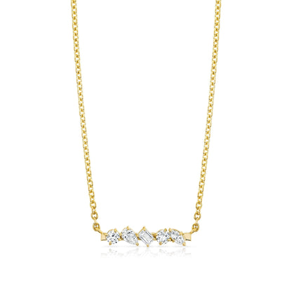 Montage Mixed Cut Diamond Bar Necklace