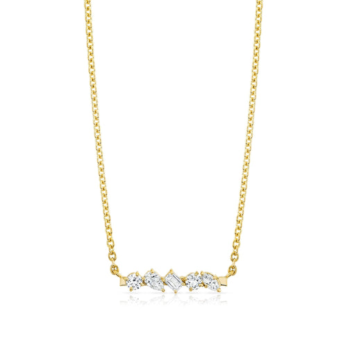Montage Mixed Cut Diamond Bar Necklace