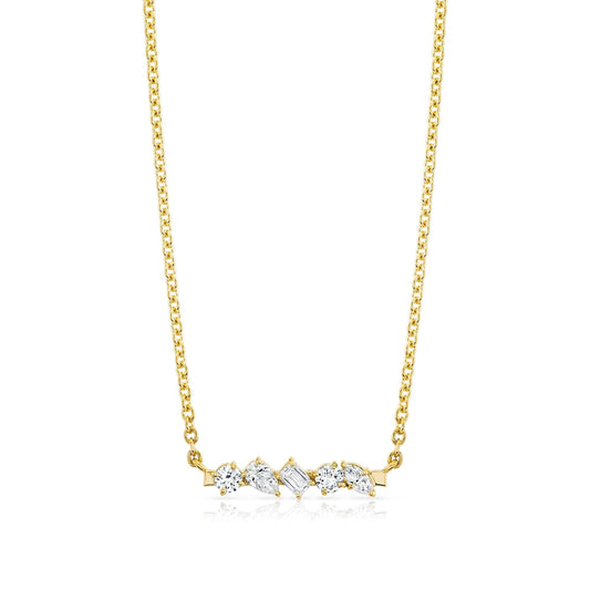 Montage Mixed Cut Diamond Bar Necklace