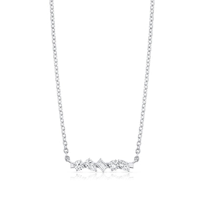 Montage Mixed Cut Diamond Bar Necklace