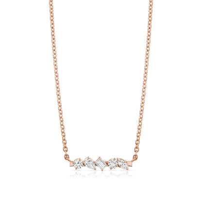 Montage Mixed Cut Diamond Bar Necklace
