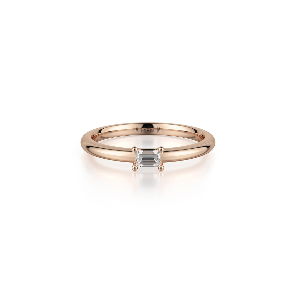 MICHAEL M Fashion Rings 14K Rose Gold / 4 Petite Solitaire Diamond Ring B324-RG4