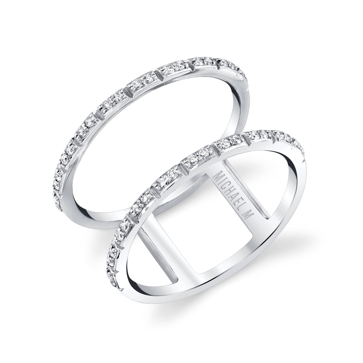 MICHAEL M Fashion Rings 14K White Gold / 4 Double Diamond Band F318-WG4