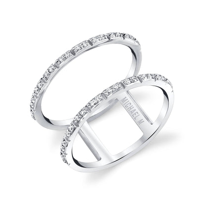MICHAEL M Fashion Rings 14K White Gold / 4 Double Diamond Band F318-WG4