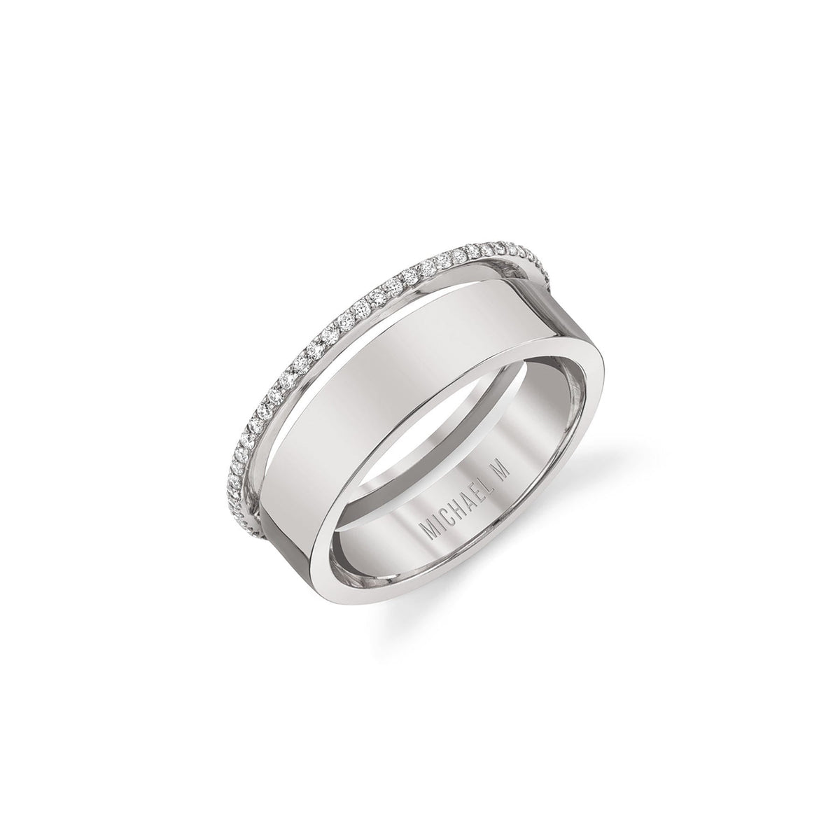 MICHAEL M Fashion Rings 14K White Gold / 4 Dual Band B325