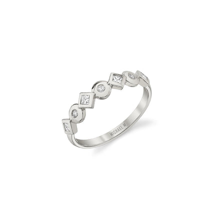 MICHAEL M Fashion Rings 14K White Gold / 4 Mixed Shape Bezel Ring F420