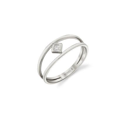 MICHAEL M Fashion Rings 14K White Gold / 4 Princess Bezel Double Shank Ring F407