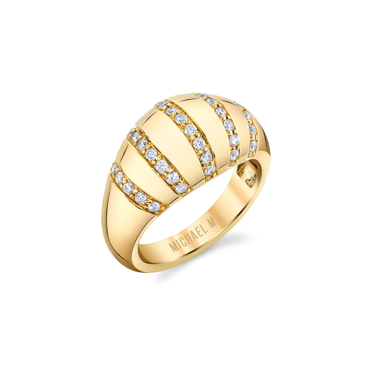MICHAEL M Fashion Rings 14K Yellow Gold / 4 Orb Stripe Signet Ring F532